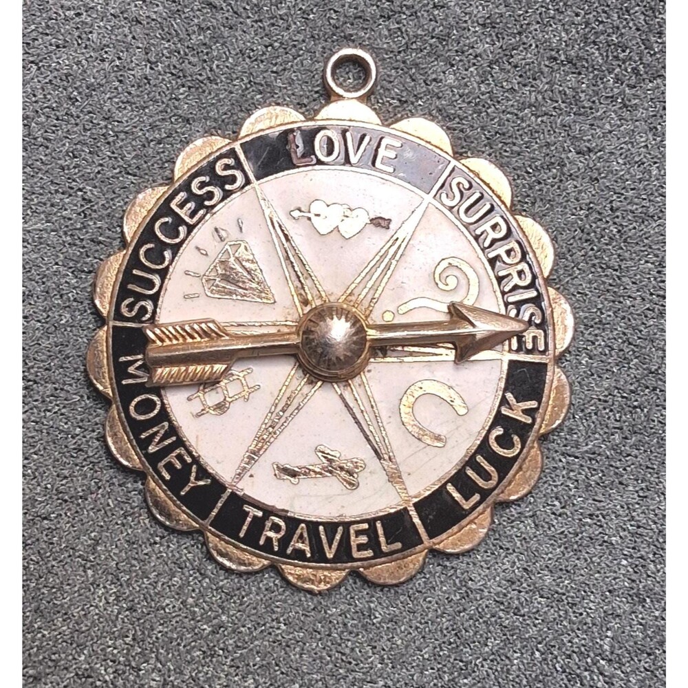 Sarah Coventry Wheel of Fortune Pendant Vintage Spinner Predictor